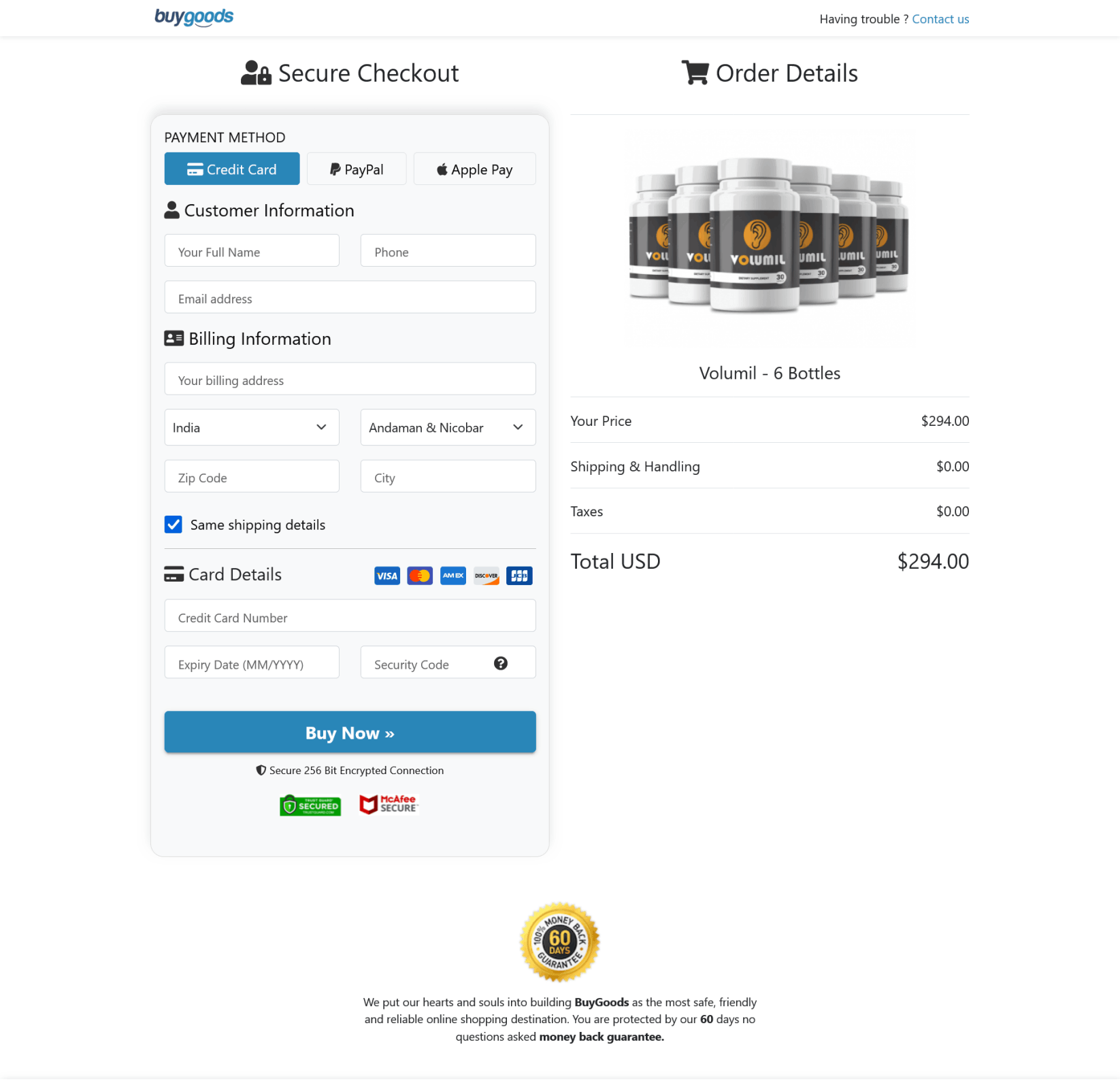 Volumil Secure-Checkout
